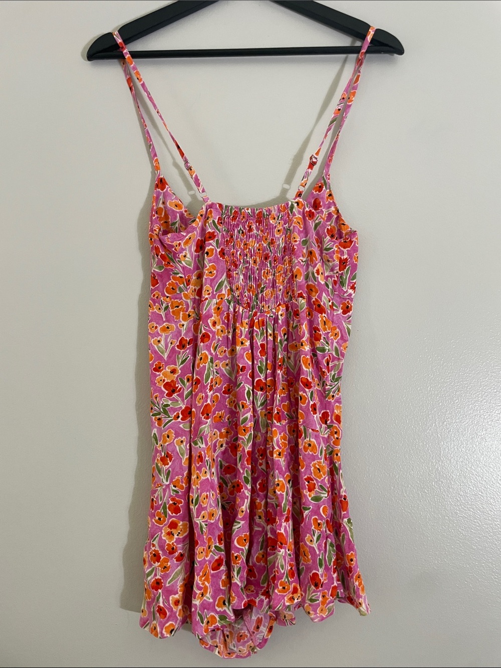 Pull&Bear Pink Floral Smocked Back Adjustable Strap Cami Romper Size M - Picture 9 of 16